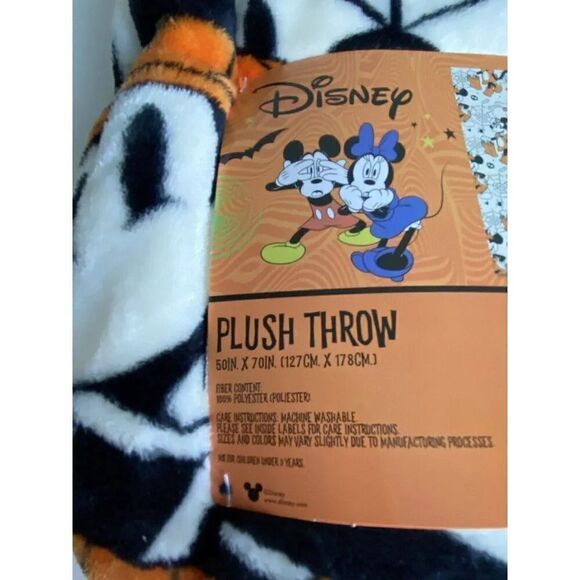 Disney Halloween Throw Blanket Mickey Minnie Mouse Pumpkin Jack O Lantern Soft - Picture 3 of 9